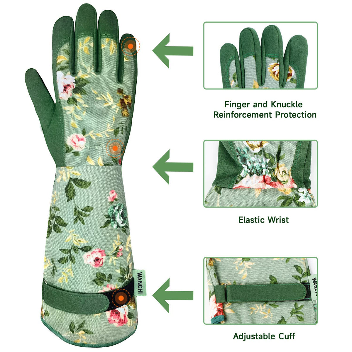 Gardening Gloves, Durable and Comfortable Women's Long Garden Gloves for Gardening Work and Yard Work, Leather