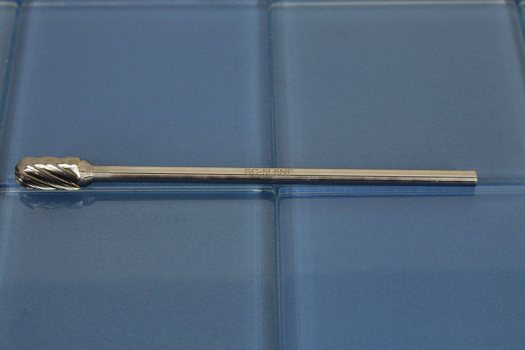 TEMO SC-5L6 NF Aluminum Cut Carbide Rotary Burr File 1/2" CyliBall 6" Shank