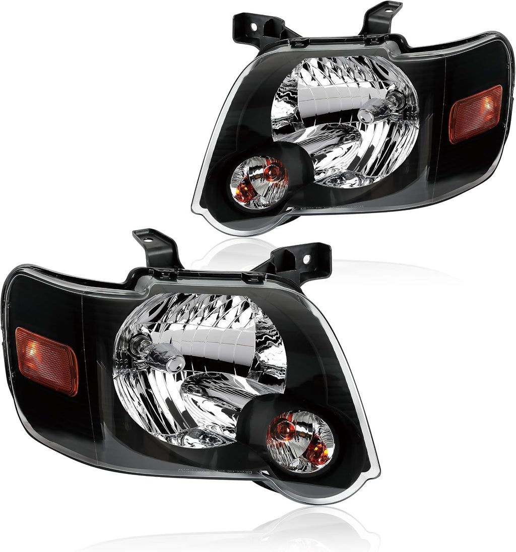 Pair Black Headlights Compatible with 2006-2010 Ford Explorer