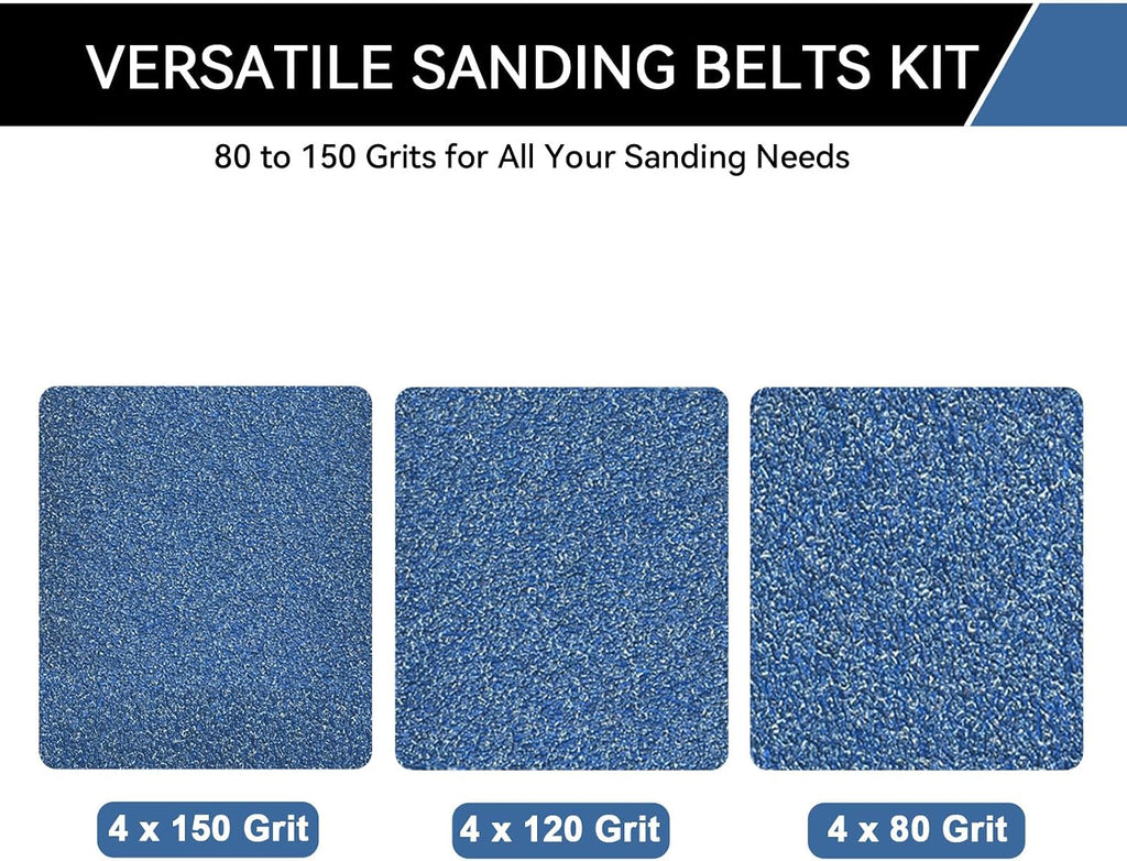 1x42 Inch Sanding Belts 12 Pcs 3 Grits Sizes (4 Each of 80/120/150 Grits) Heavy Duty Belt Sander Zirconia Belt Sander Paper for Wood, Metal, Stainless Steel, Cars, and Furniture
