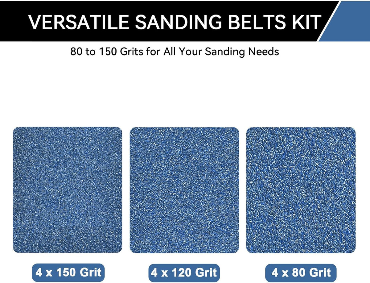 1x42 Inch Sanding Belts 12 Pcs 3 Grits Sizes (4 Each of 80/120/150 Grits) Heavy Duty Belt Sander Zirconia Belt Sander Paper for Wood, Metal, Stainless Steel, Cars, and Furniture