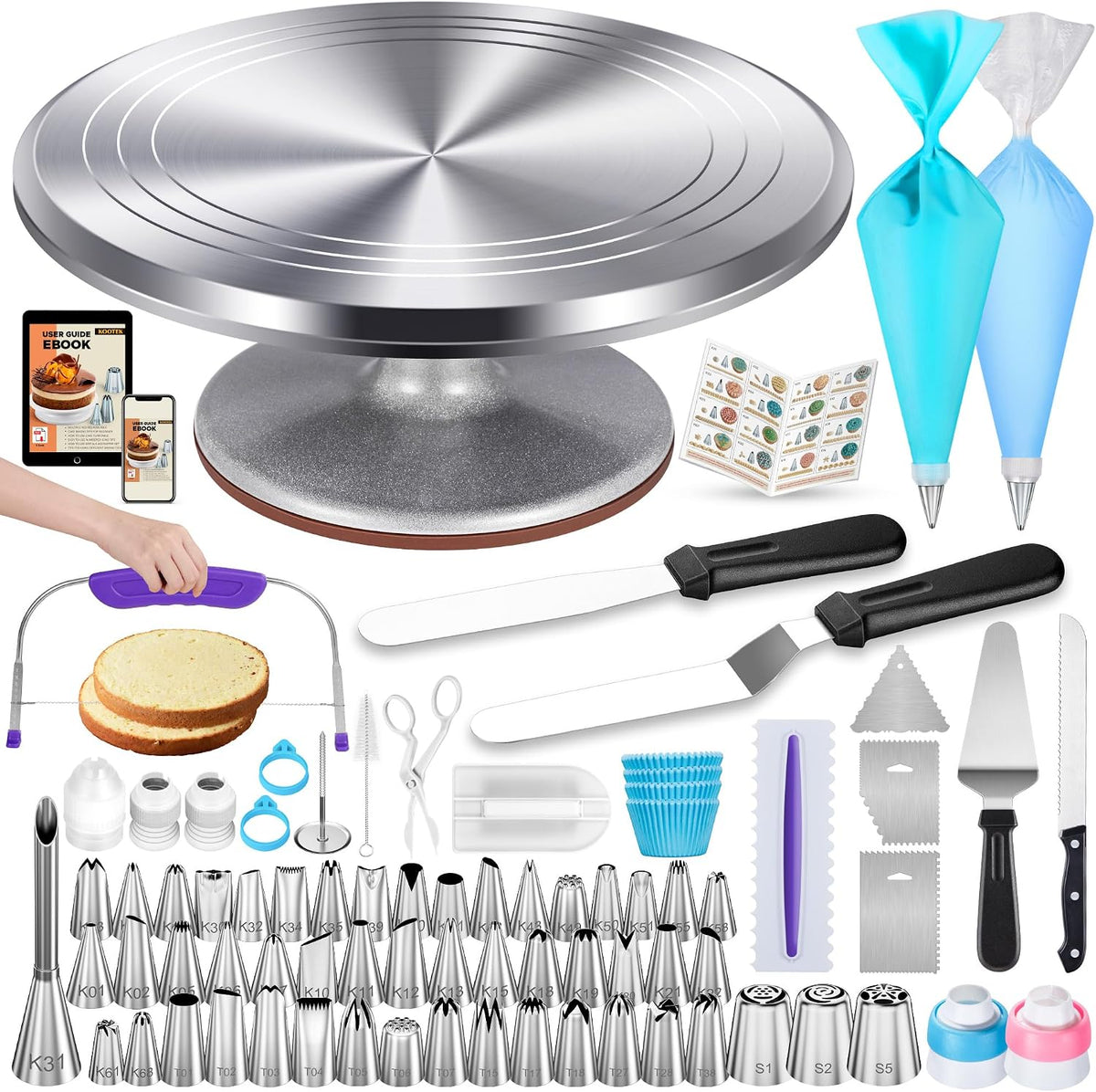 253 Aluminum Cake Decorating Kit, Baking Tools for Beginners & Pros