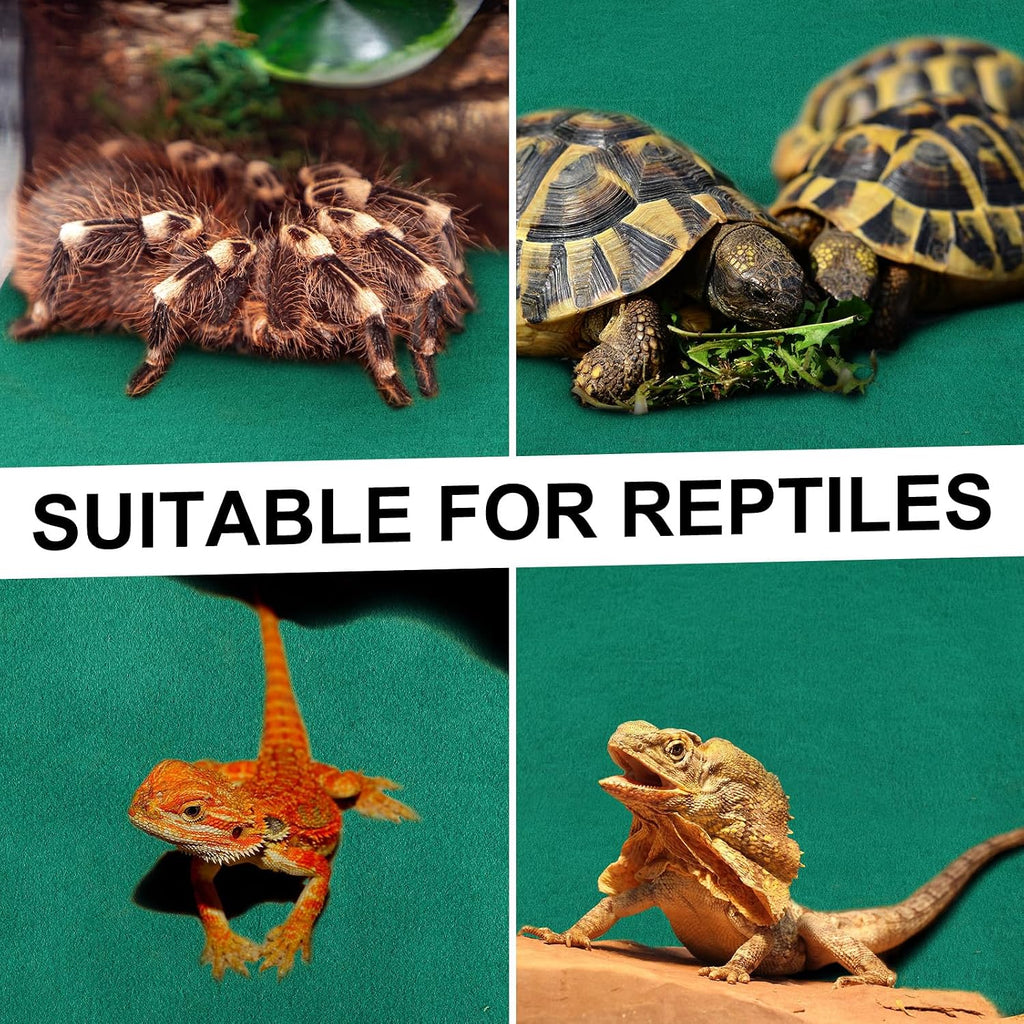 4 Pcs Reptile Carpet Terrarium Floor Mat Liner, 47 x 24 Inch, Green