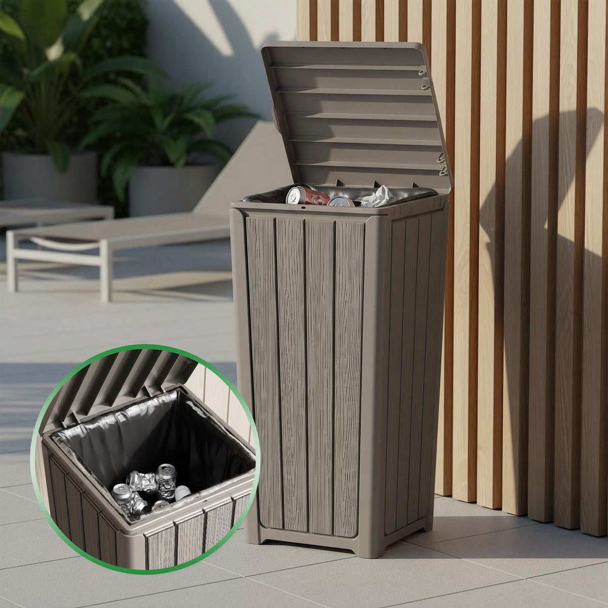 23 Gallon Outdoor Trash Can Waterproof Resin Garbage Can with Lid Outside Trash Bin for Porch Backyard, Deck, Patio