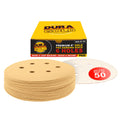 Dura-Gold 6" Gold Sanding Discs, 600 Grit, Box of 50, 6 Hole Pattern, H & L