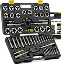 KJE 52PCS Large SAE Tap and Die Set, Jumbo Tap & Die Sets,Size 1/4"-20 to 1"-14, Thread Repair Kit with Rethreading Tools & Thread Chasers, for Internal and External Threading