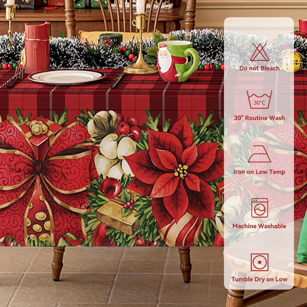 Christmas Rectangle Tablecloth 60 x 84 Inch, Red Checkered