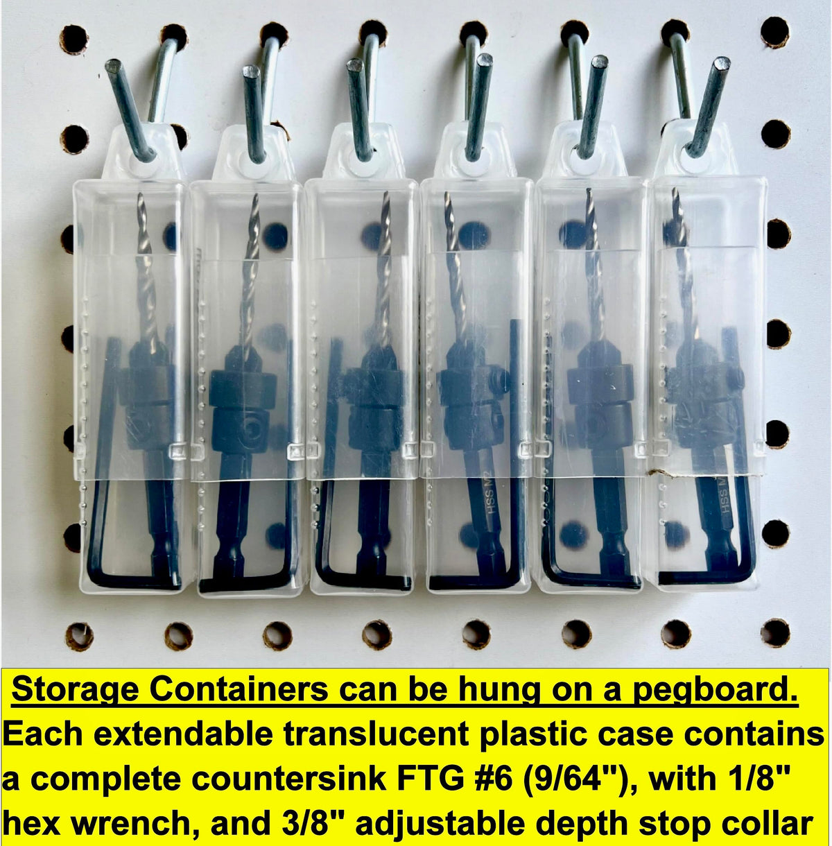 FTG USA 6 Pc #6 (9/64") Countersink Drill Bit Set with Tapered Drill Bits