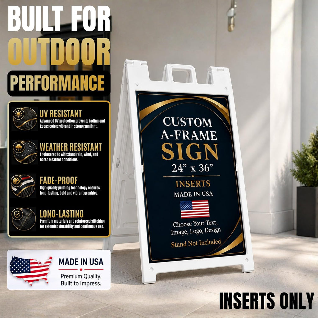 Custom Sandwich Board Signs Outdoor Waterproof A-Frame Signs Printed in USA
