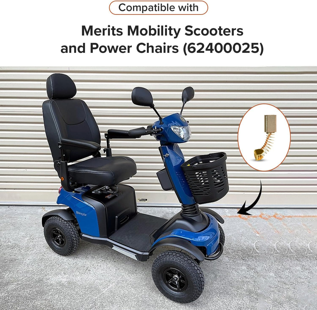 Replacement Motor Brush Set for Merits, Jazzy, Jet & Pride Scooters and Power Chairs (Set of 4)