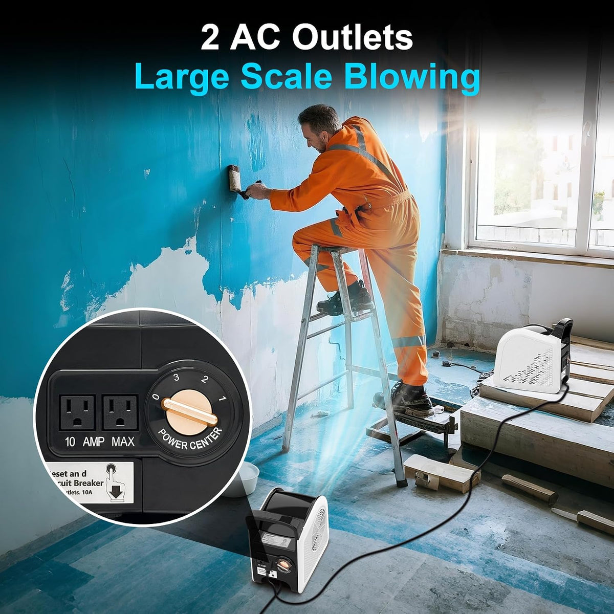 Air Mover Blower Fan - Floor Fan for Cooling,Drying and Exhausting at Home,Job Site,Garage,Shop, 3 Speeds Portable