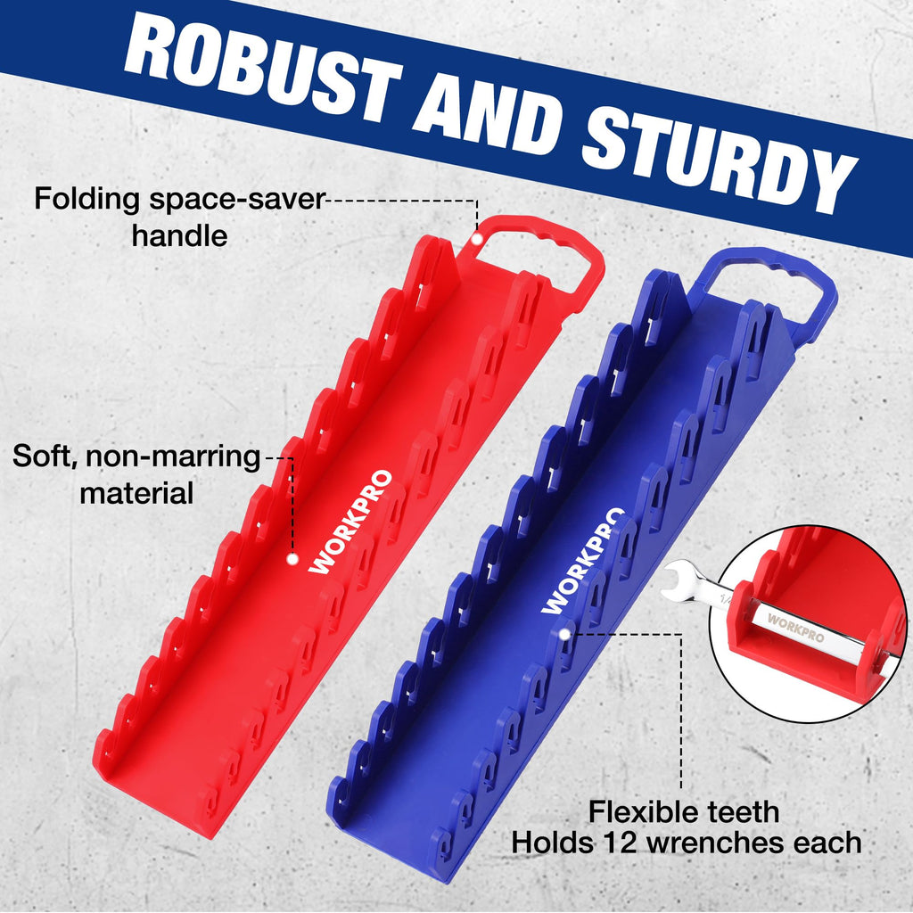 2-Pack Magnetic Wrench Organizer, 12-Piece Gripper Wrench Holder