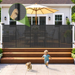 48" Tall x 120" Wide Extra-Wide Retractable Indoor/Outdoor Mesh Pet & Child Safety Gate with One-Hand Safety Lock for Wide Openings, Patios & Stairways