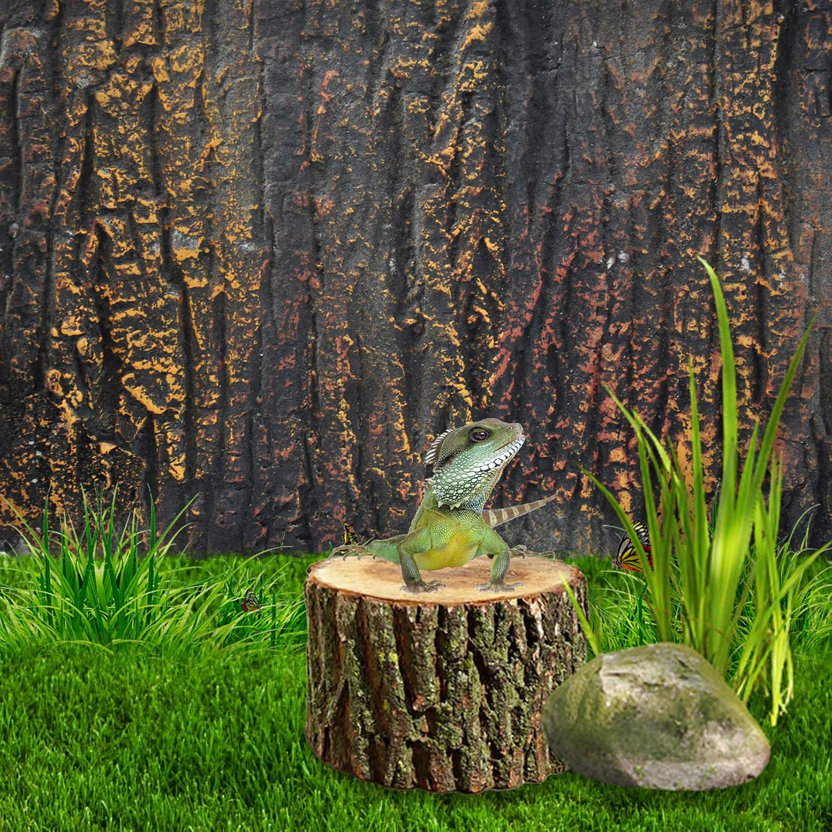 Reptile Terrarium Cork Background,17.72x11.02 Inches 3D Bearded Dragon Tank Backgrounds Wall Reptile Stereo Backdrop