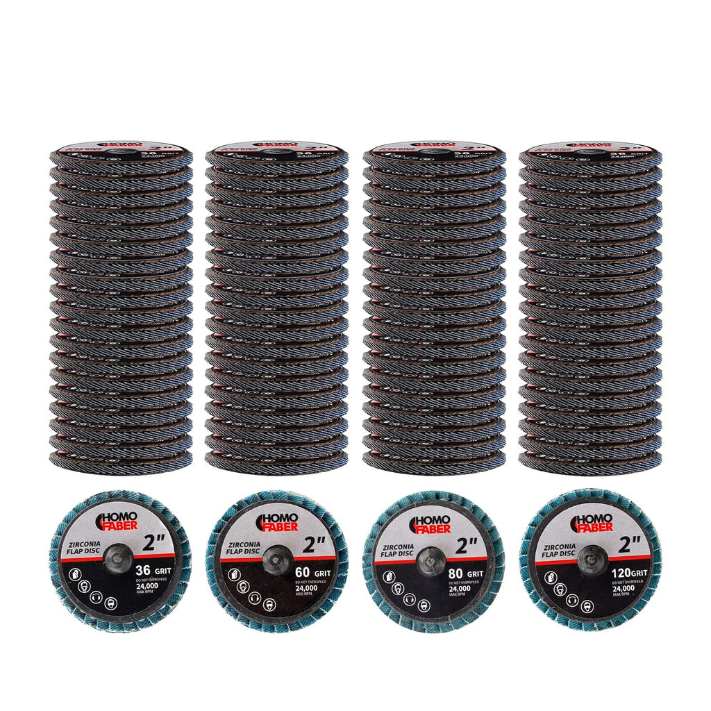 HOMO FABER 100Pcs 2 Inch Flap Discs, Die Grinder Sanding Disc Roll Lock