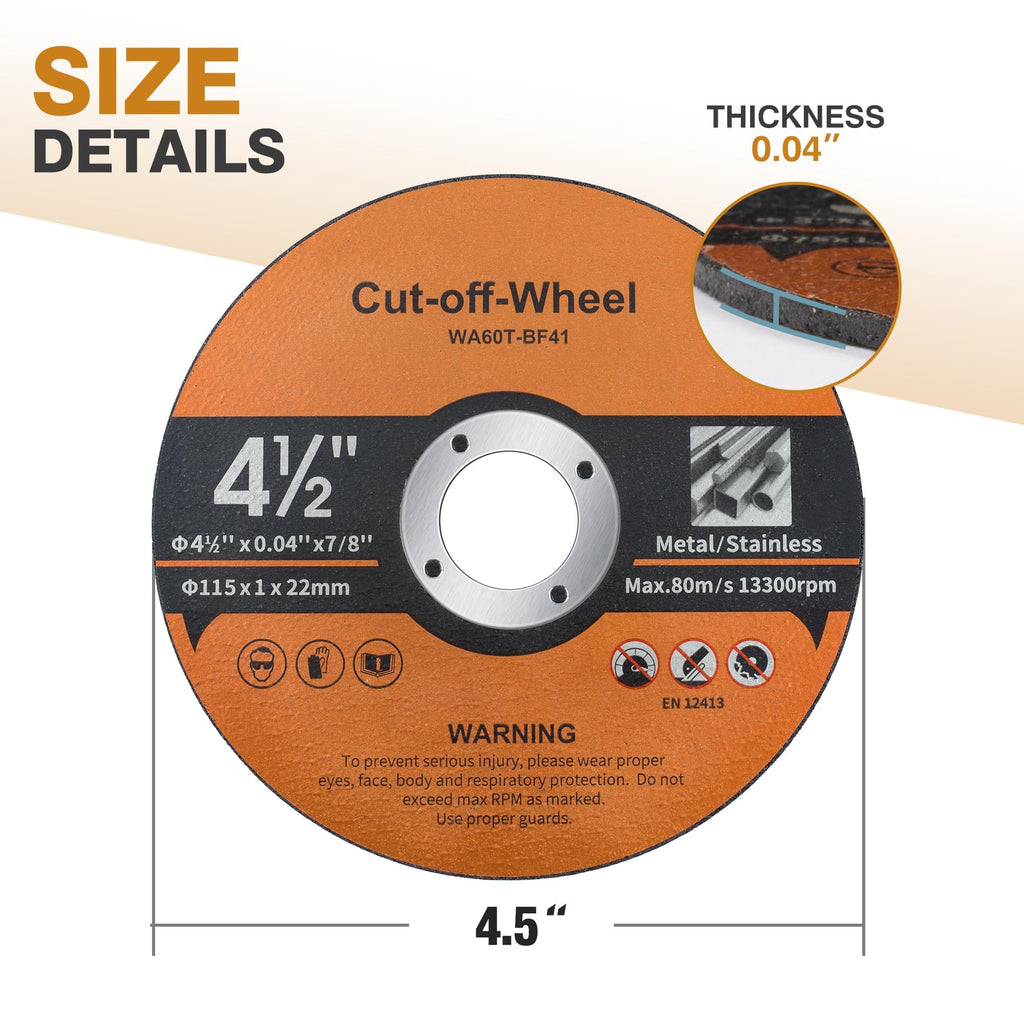 Shawya 120 PCS 4 1/2 inch Cut-Off Wheels for Metal & Stainless Steel and PVC Tube 4.5" x.040 x7/8" Cutting Wheel for Angle Grinder Aggressive Cutting disc for General Purpose Metal Cutting