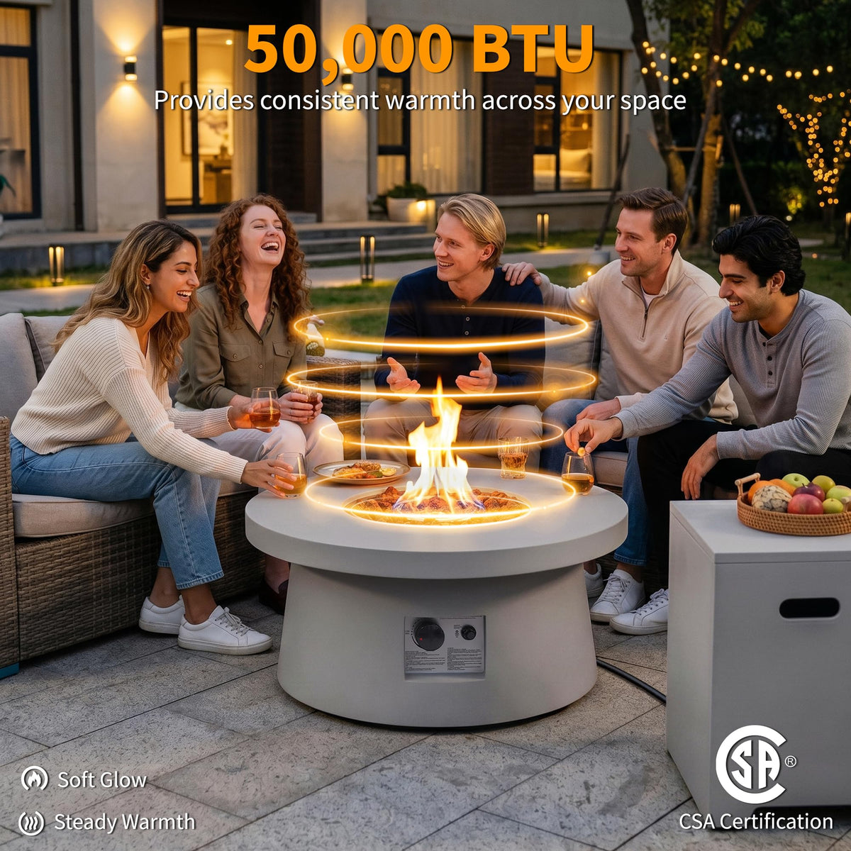 30" Outdoor Propane Fire Pit Table with Tank Table, 50000 BTU