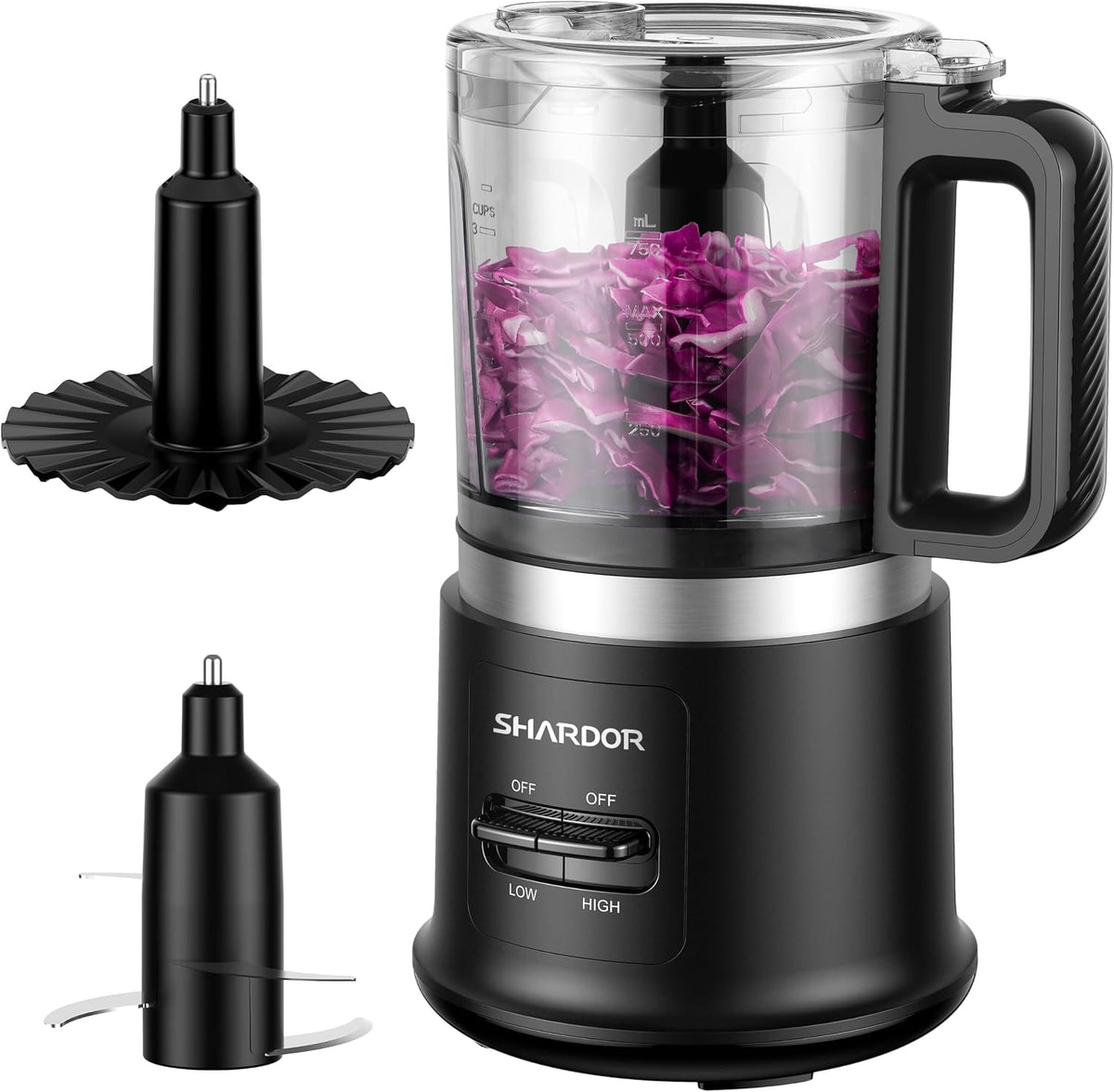 Food Chopper, 4 Cup Mini and Fast Food Processor, Electric Meat Grinder with 2 Speed, 4 Stainless Steel Blades, and