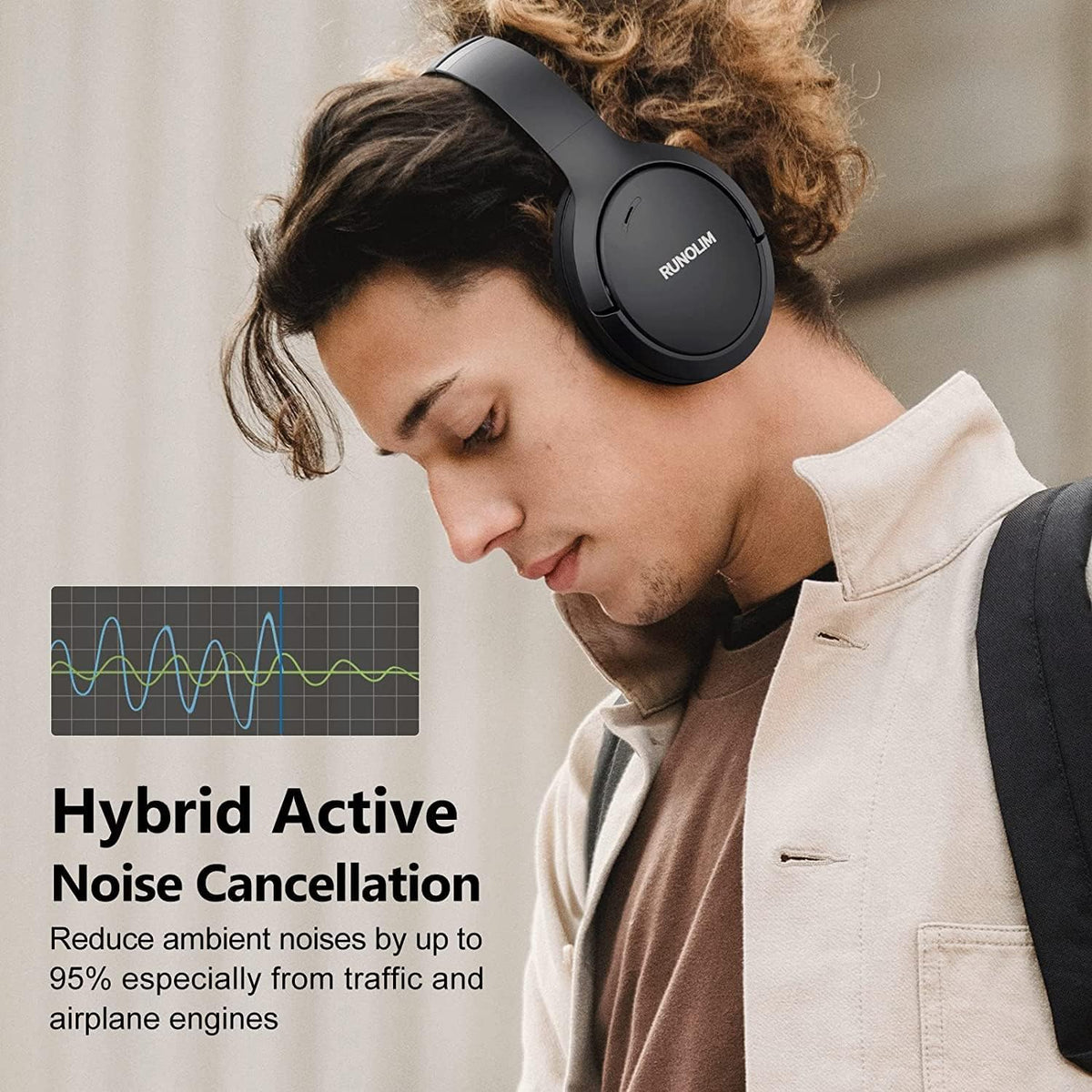 Active Noise Cancelling Headphones, Wireless Bluetooth Over Ear | 100H Playtime, Transparency Mode, Deep Bass Hi-Fi