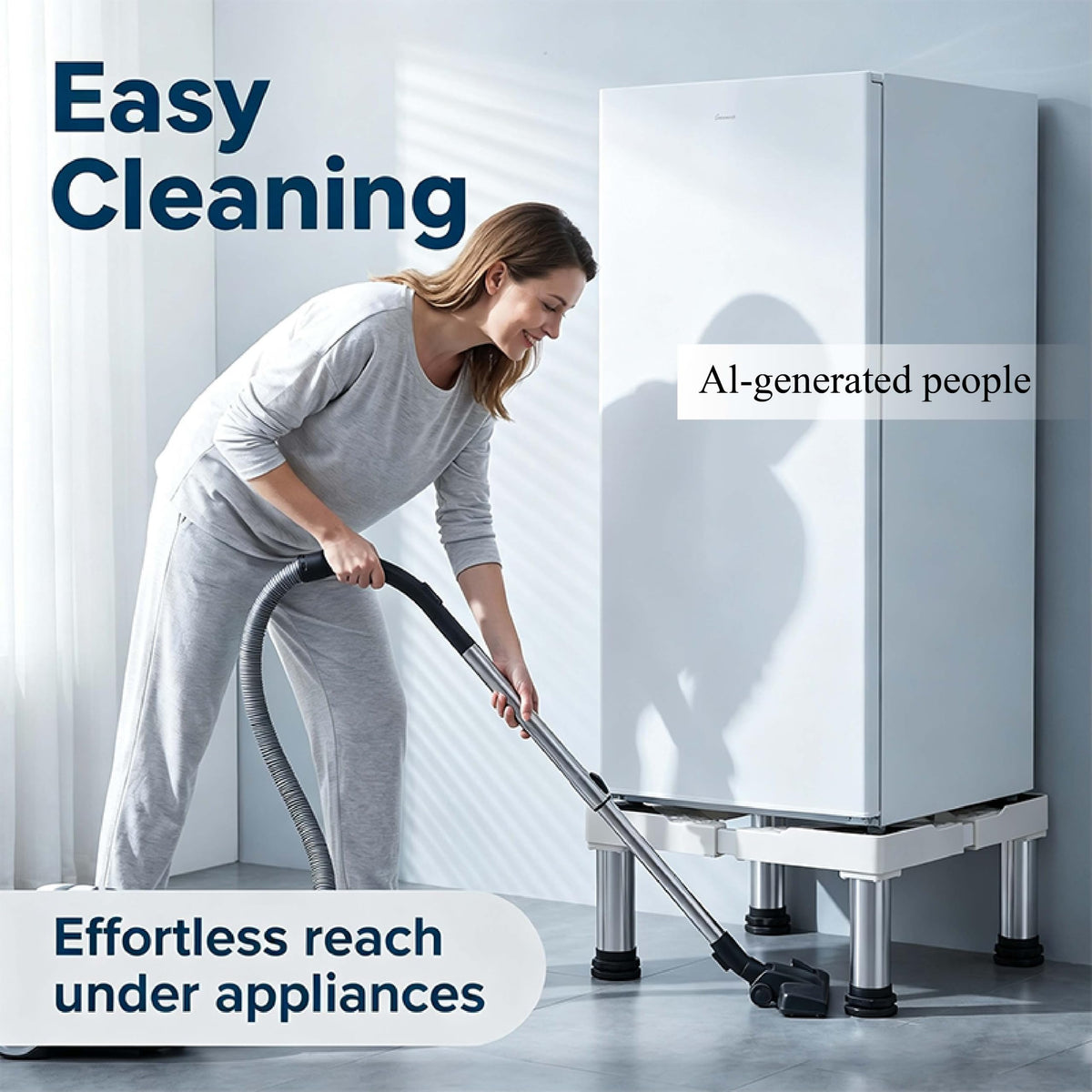 Adjustable Appliance Base Stand with 4 Stainless Steel Legs | Refrigerator, Dishwasher, Air Conditioner & Ice Maker Pedestal | Height 7.8 in, Size 19.6–29.5 in, 500 lb Capacity, Moisture-Proof (Not for Washing Machines)