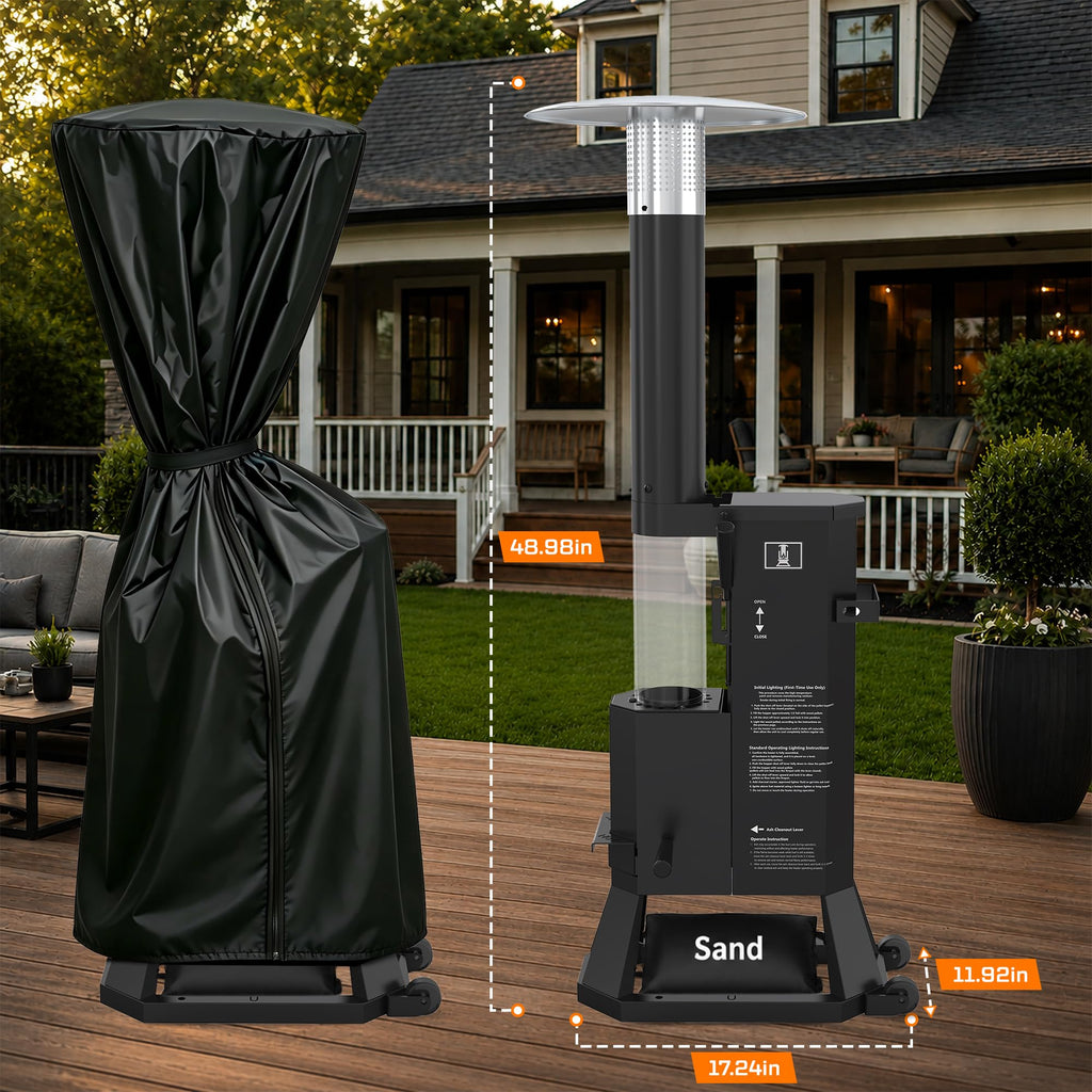 25,000 BTU Wood Pellet Patio Heater with Glass Tube