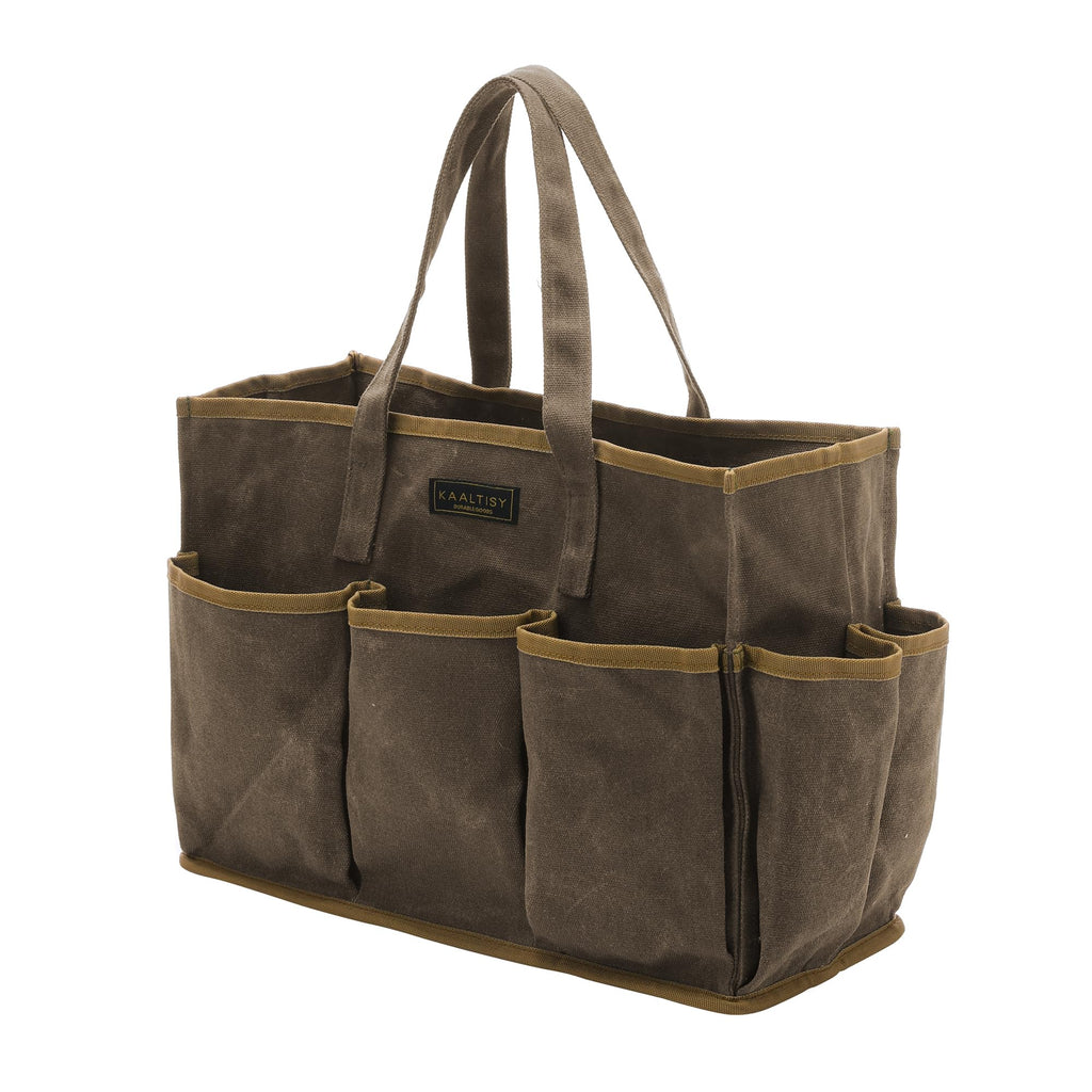 16OZ Waxed Canvas Tool Tote Bag for Garden Tools Wrench Set & Screwdrivers | 11-Pocket Garden Tool Bag with Portable