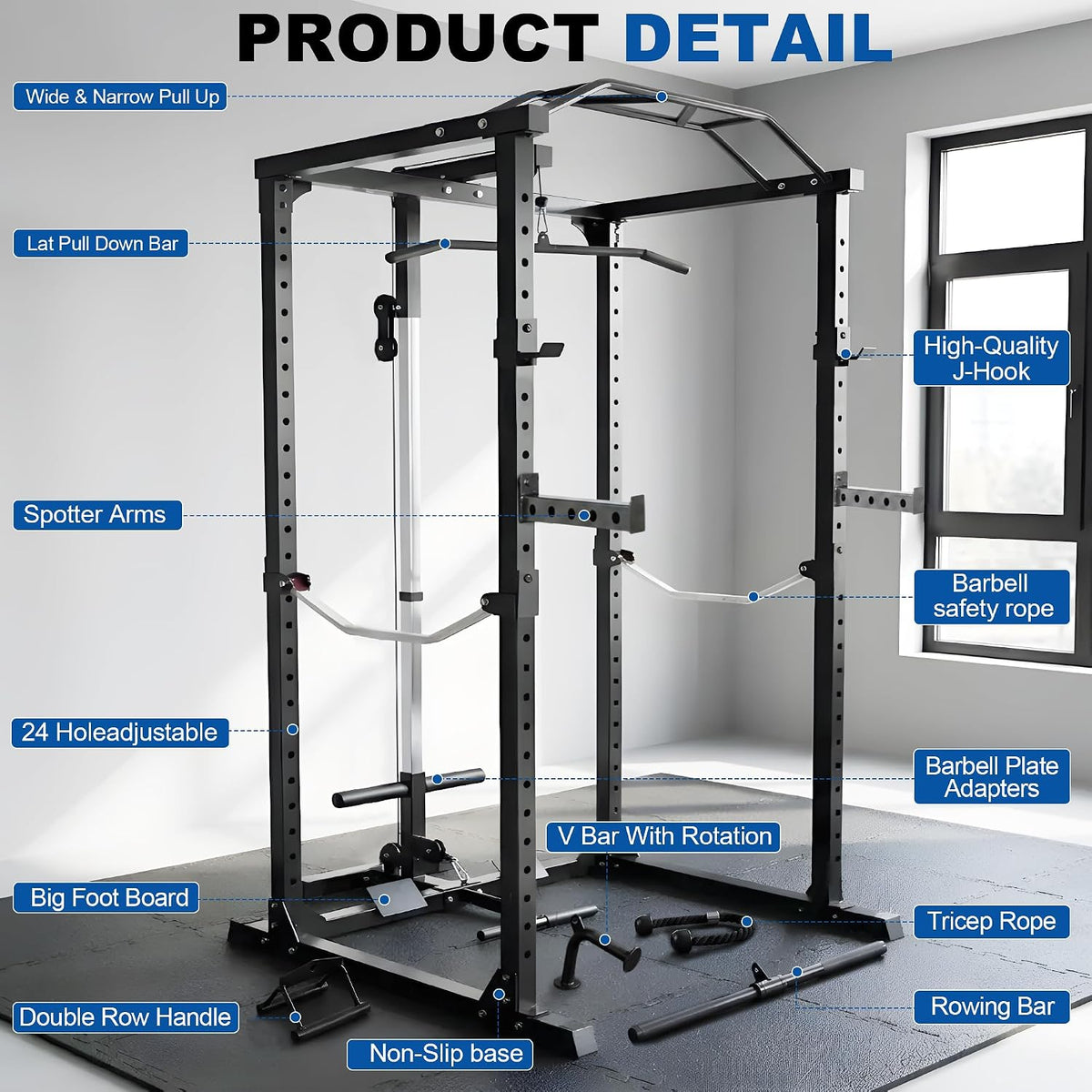 Multifunction Heavy-Duty Power Cage Squat Rack, Home Gym,Multiple Sizes and Colors Available