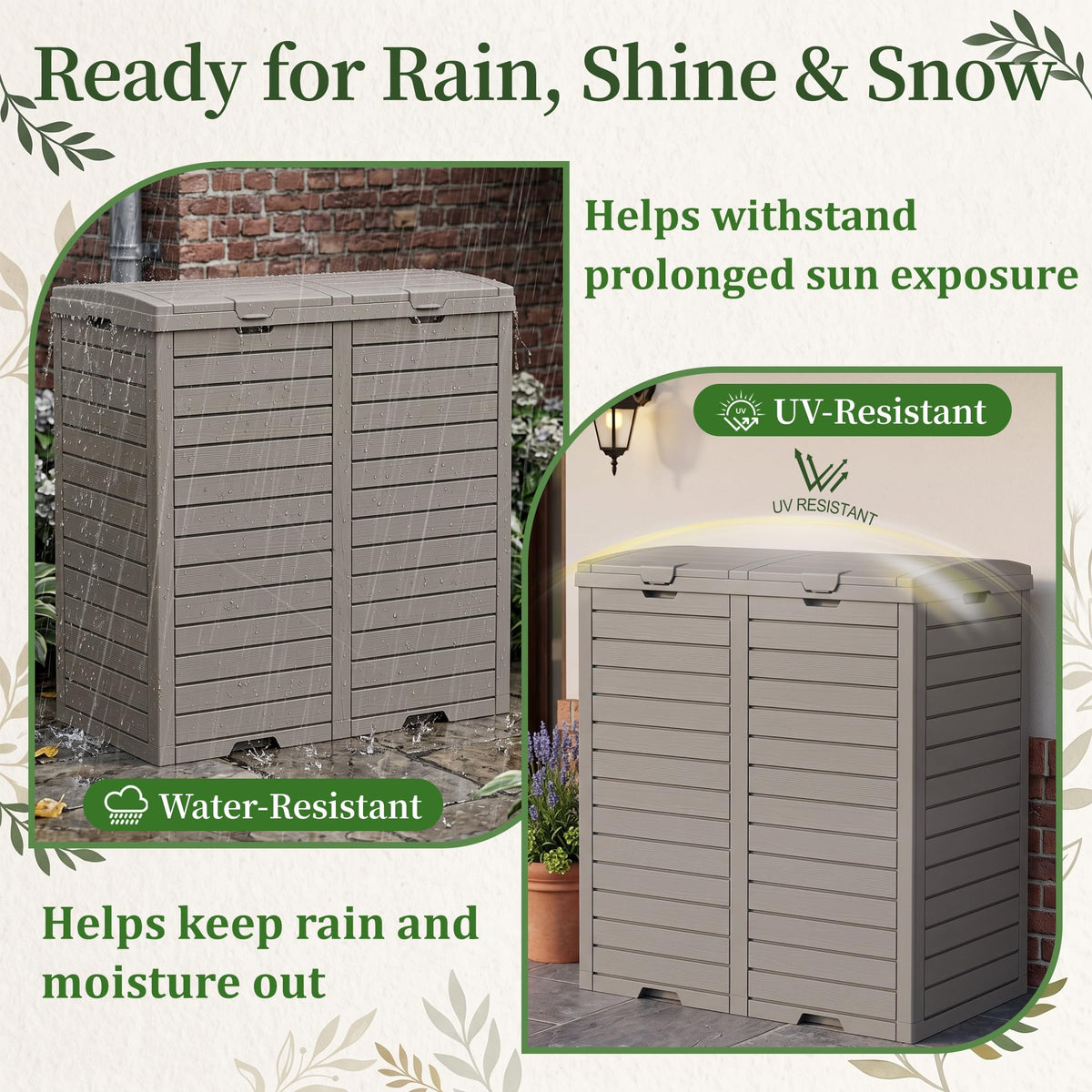 Outdoor Trash Can with Lid, 110 Gallon Garbage Can with Drip Tray
