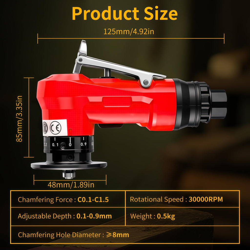 Pneumatic Chamfer Tool, 30000 RPM Air Chamfer Tool with 8C & 6R Blades