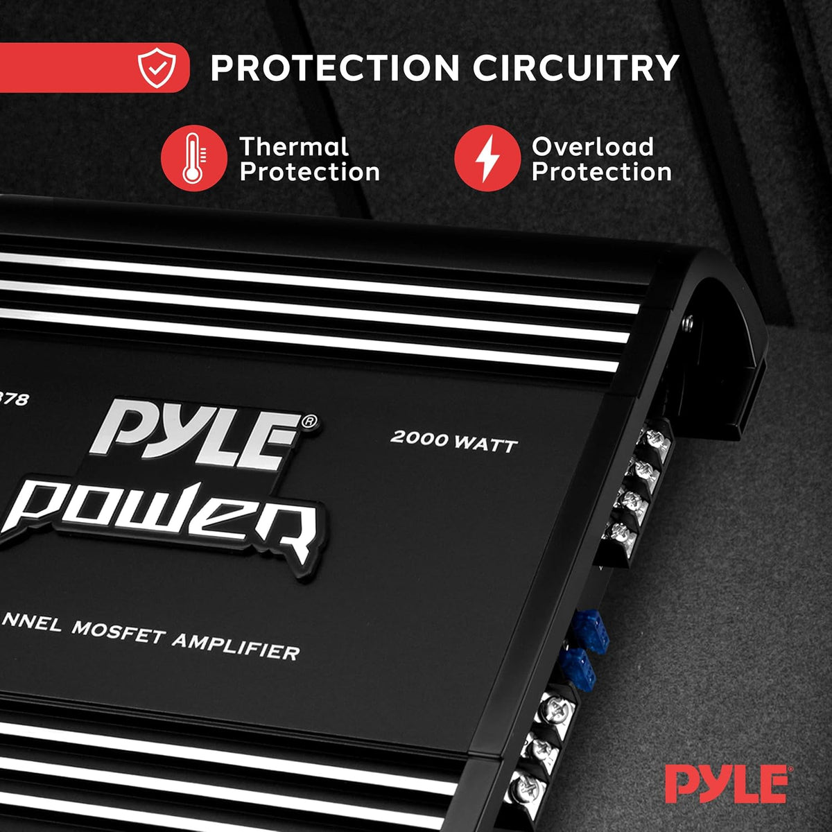 2 Channel Car Stereo Amplifier - 2000W High Power Dual Channel Bridgeable Audio Sound Auto Small Speaker Amp Box w/