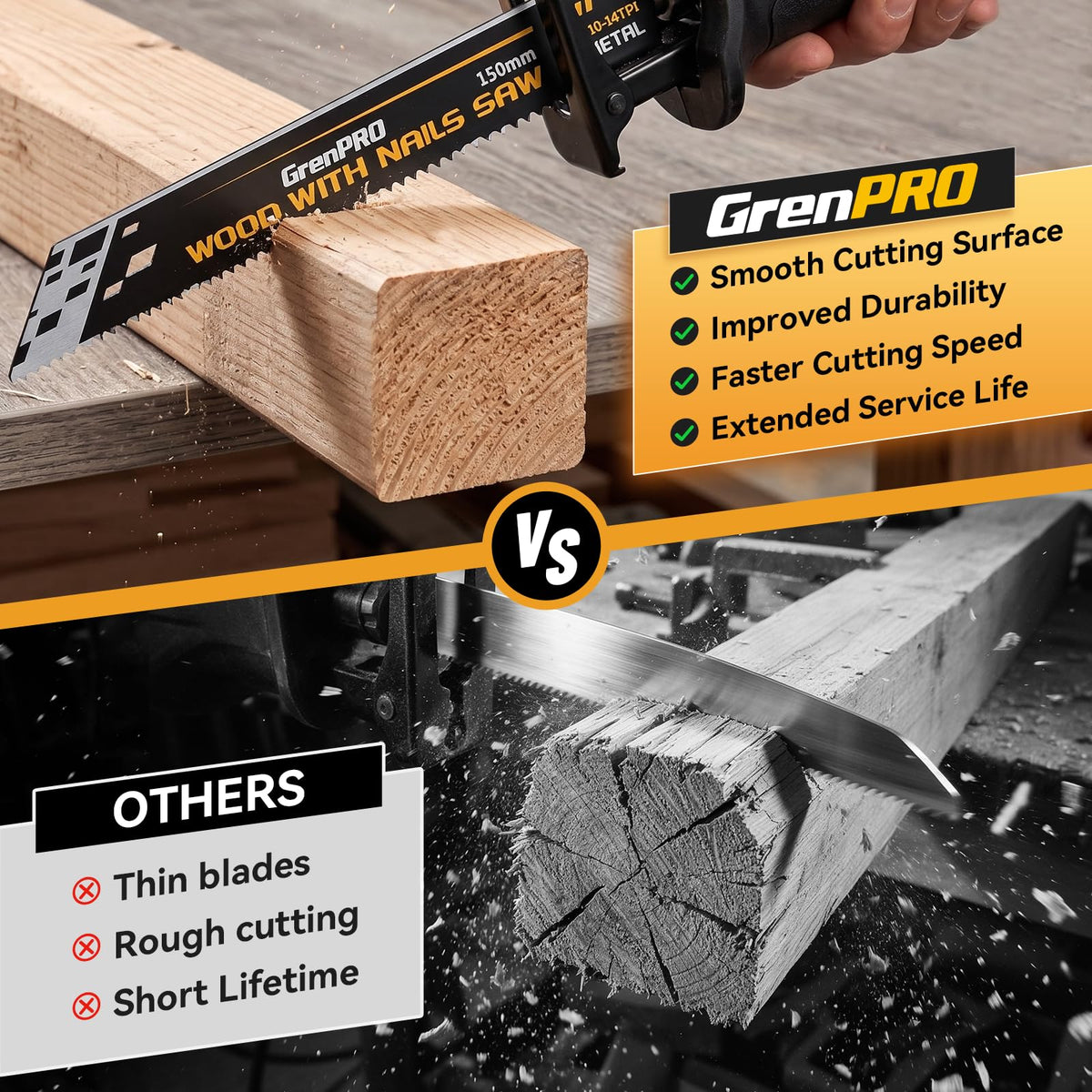 GRENPRO 3-24 TPI Ultimate Reciprocating Saw Blades Set, 11-Pack
