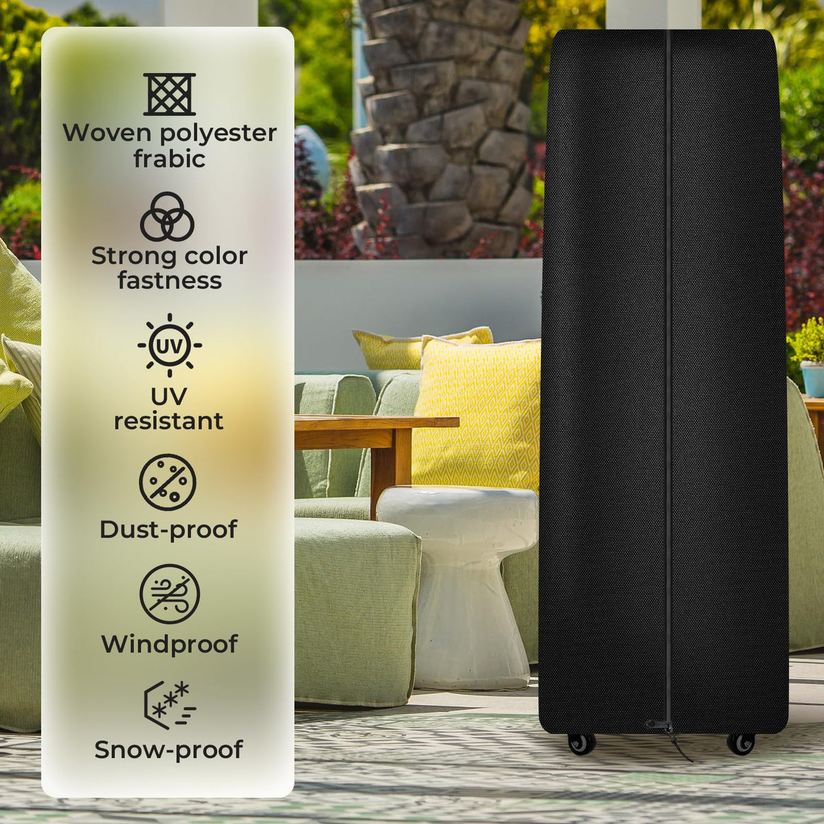 Square Tower Patio Heater Covers, Heavy-duty and Weather-resistant Oxford Fabric, Waterproof, Dust-proof, Snow-proof