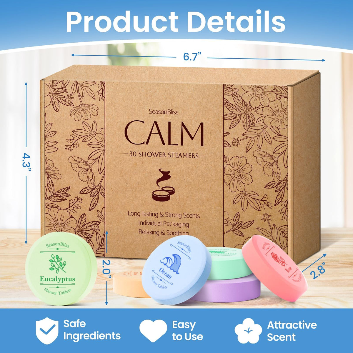 Shower Steamers 30 PCS with 6 Scents, Shower Bombs for Women