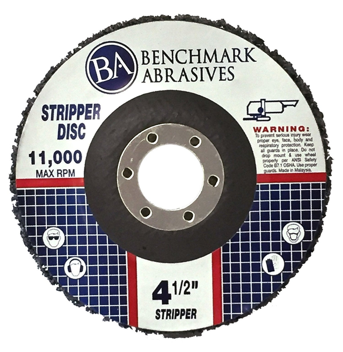 Benchmark Abrasives 4 1/2 Inch Stripping Disc with 7/8" Arbor Angle Grinder Disc Rust Remover for Metal Paint Stripper on Wood, Plastic - Metal Polishing Wheel - Silcone Carbide Strip Disc (10 Pack)
