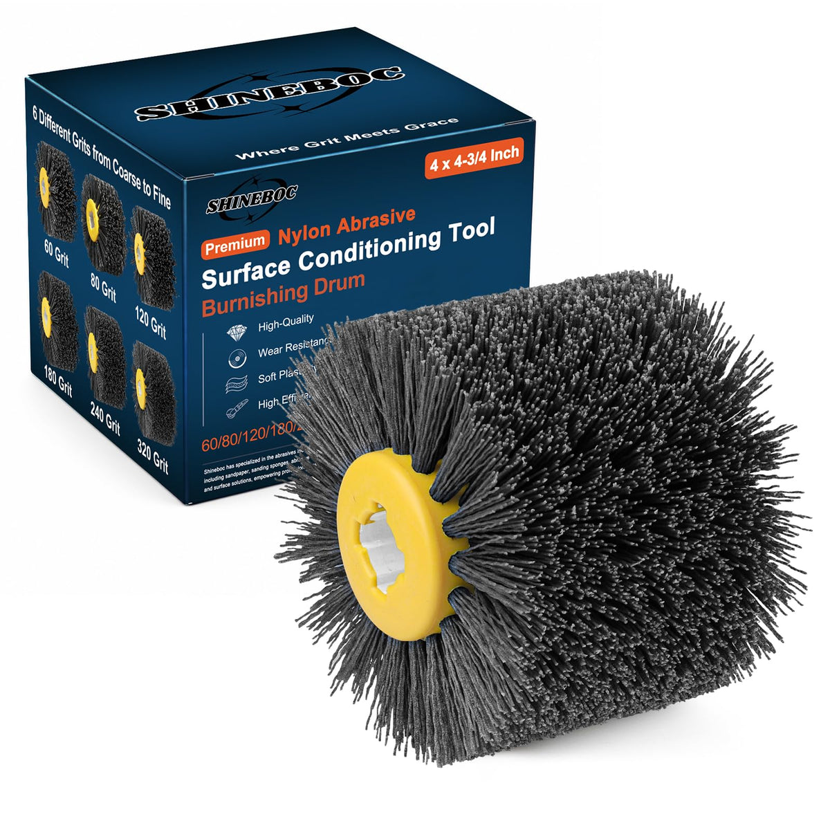 Shinboc 4.7x4 Inch Surface Conditioning Tool, 320 Grit Nylon Drawing Wheel