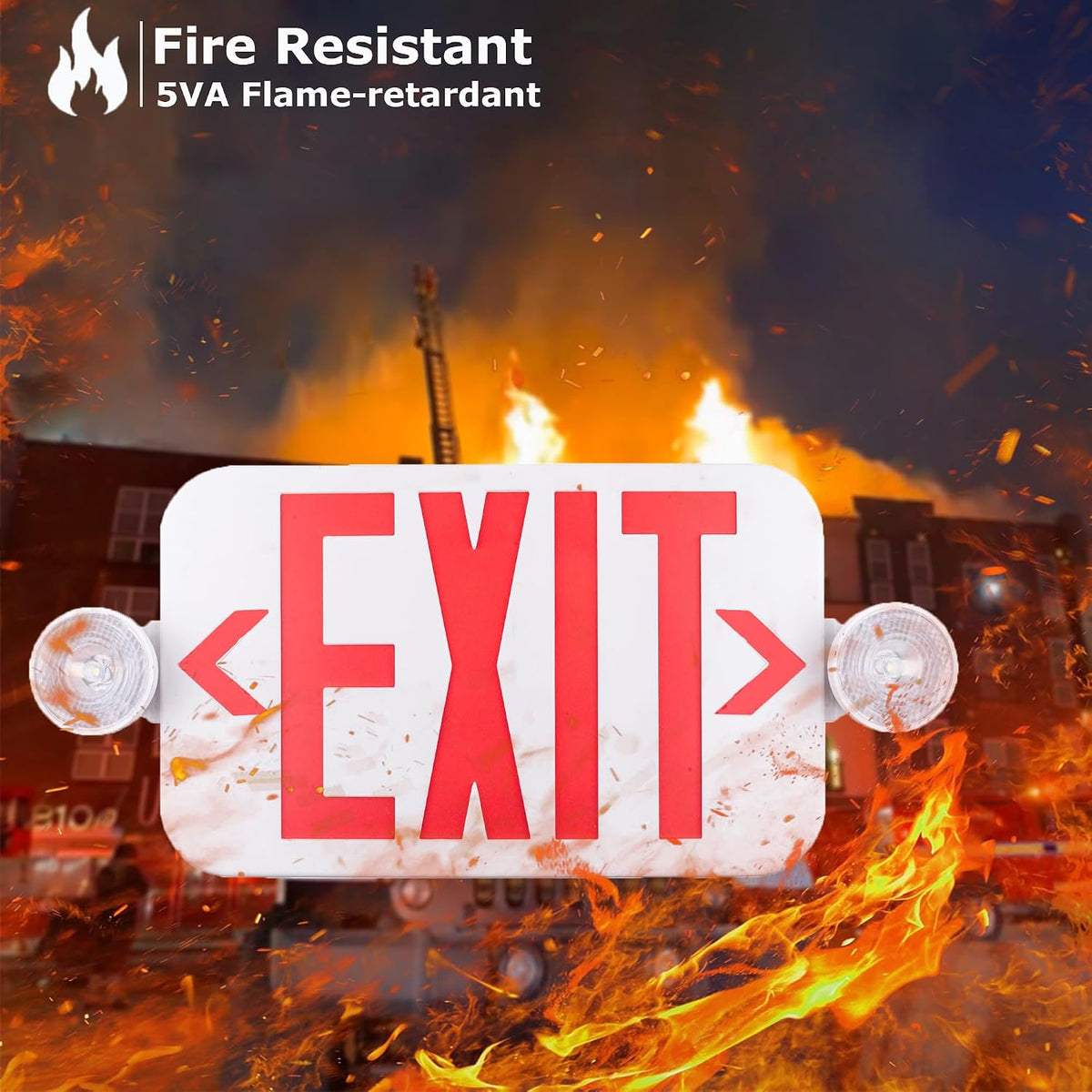 LIT-PaTH Exit Sign with Emergency Light, Battery Backup, 4 Pack