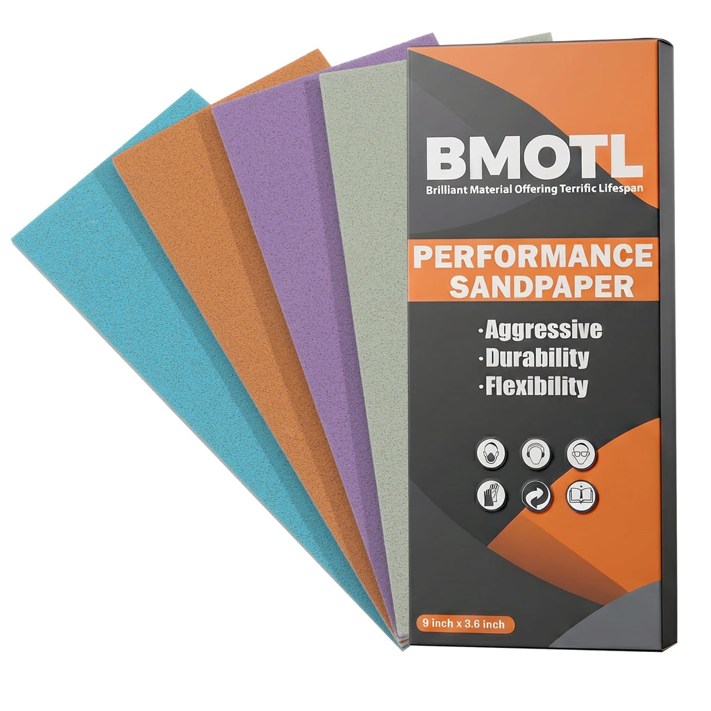 BMOTL Performance Foam Sandpaper Sheets: 4Pcs, 1000 1500 2000 3000 Grit