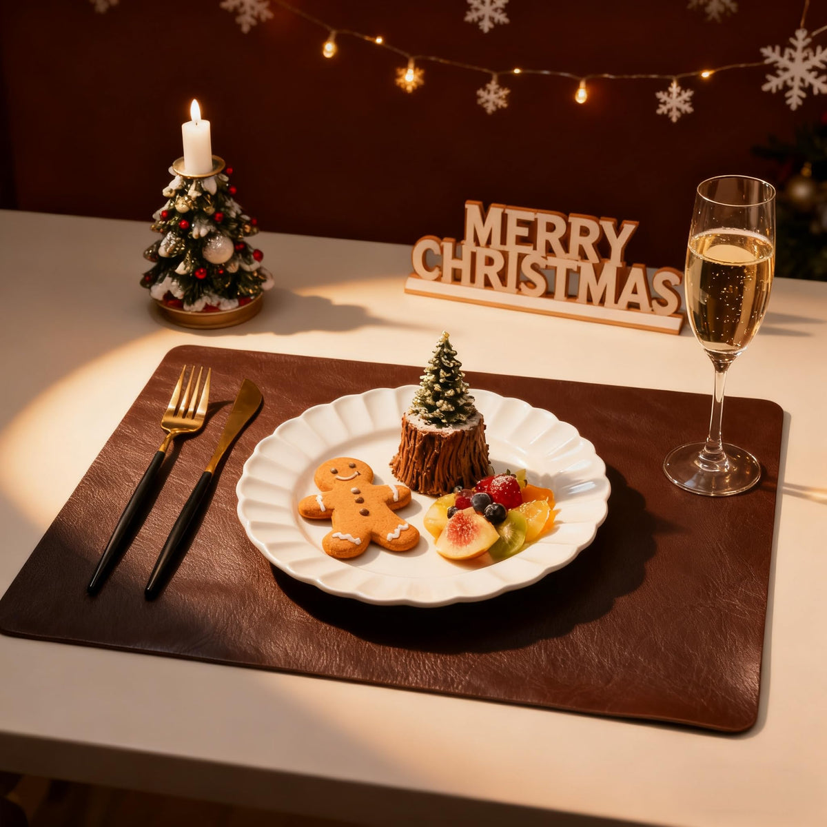 Placemats Set of 8, Reversible Dual-Color Faux Leather Place Mats