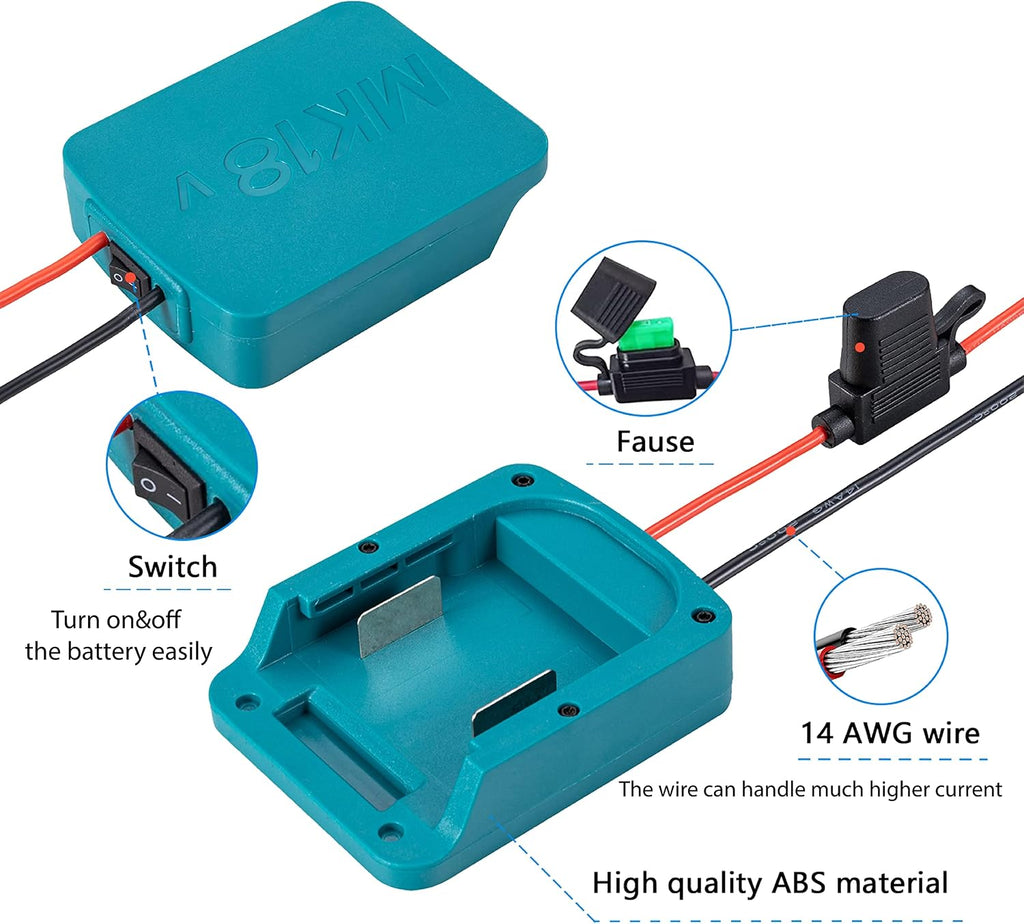 Power Wheels Battery Adapter Compatible for Makita 18V Batteries