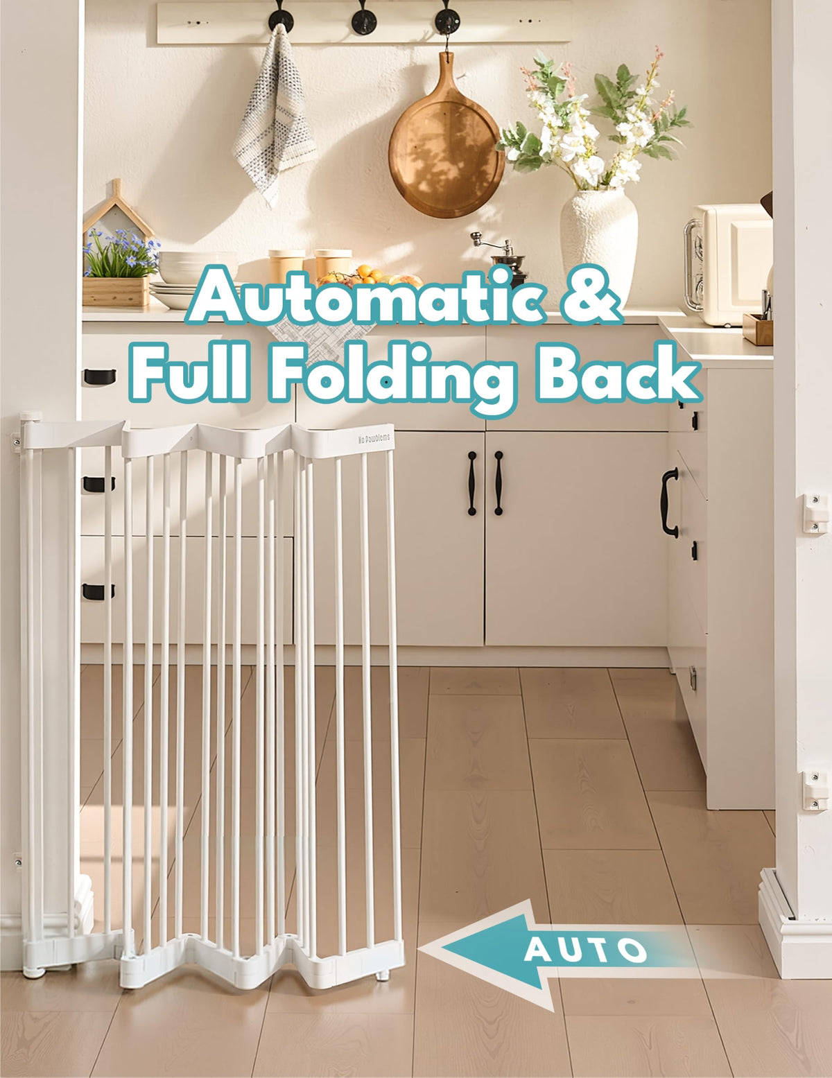 45" Wide x 36" Tall Extra-Wide Retractable Indoor Mesh Pet & Child Safety Gate with One-Hand Safety Lock for Wide Openings, Patios & Stairways