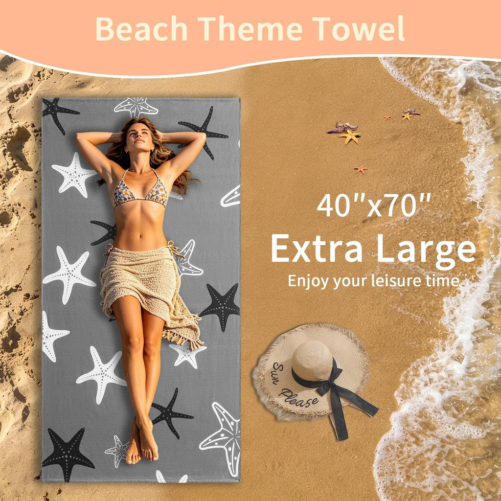 Oversized Beach Towels 4 Pack,40”x70” Microfiber Thin Large Beach Towel Set for Adults Travel Camping Swimming,Turtle