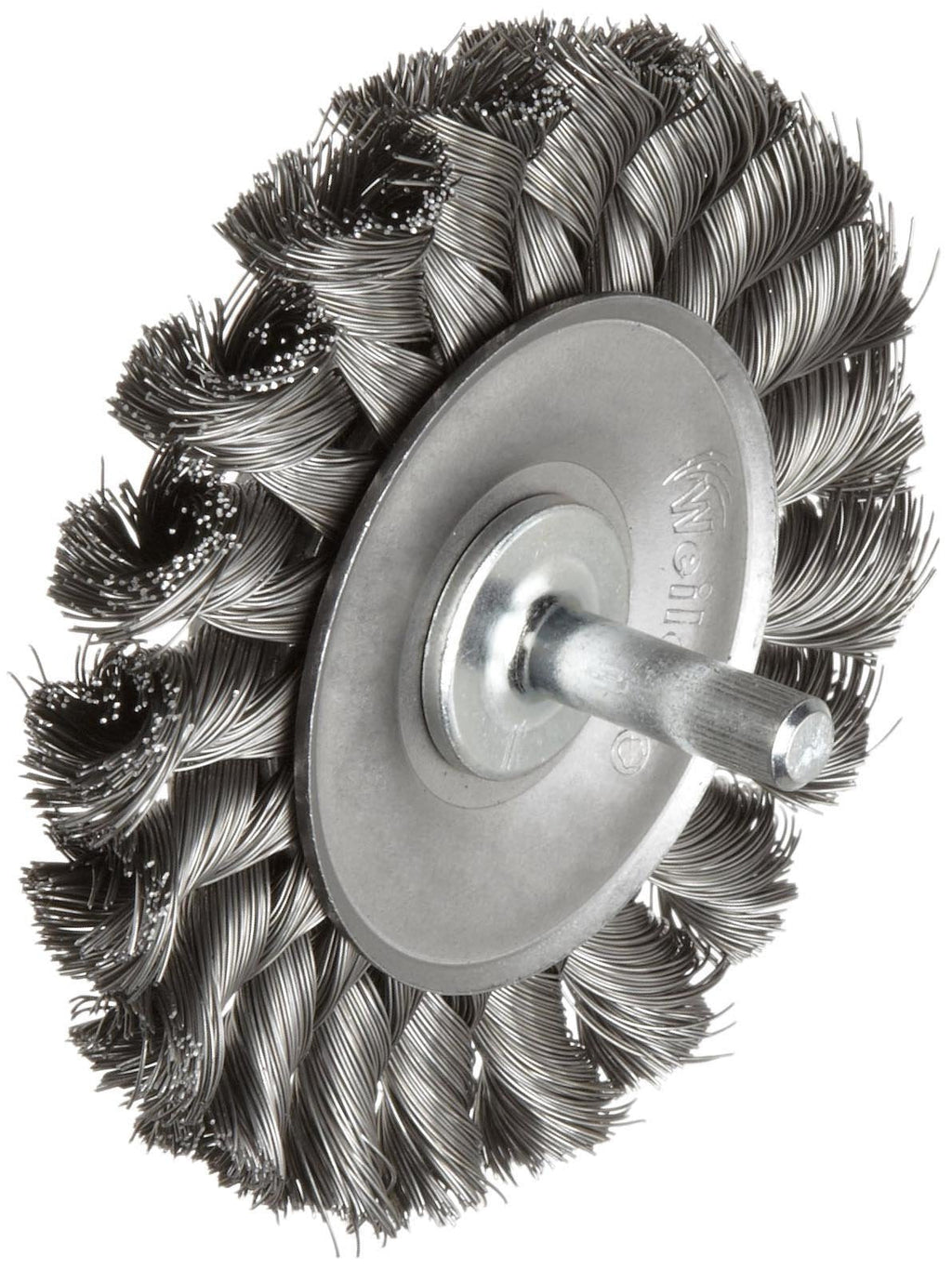 Weiler 17680 3-1/4" Stem-Mounted Knot Wire Wheel, .0118" Steel Fill, 1/4" Stem, Made in the USA
