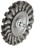Weiler 17680 3-1/4" Stem-Mounted Knot Wire Wheel, .0118" Steel Fill, 1/4" Stem, Made in the USA
