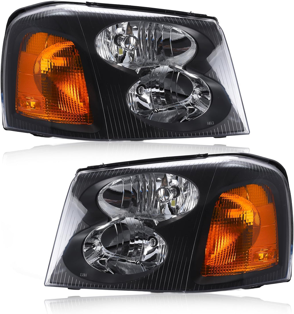 Headlight Assembly Compatible with 2002-2009 GMC Envoy, Headlamp w/o Bulb Replace# 15866071 15866070