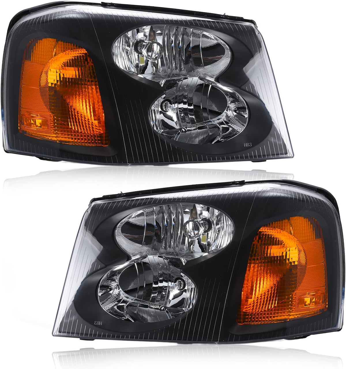 Headlight Assembly Compatible with 2002-2009 GMC Envoy, Headlamp w/o Bulb Replace# 15866071 15866070