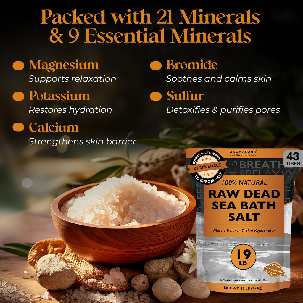 Raw Dead Sea Bath Salt - Minimally Cleaned, Contains More Dead Sea Minerals Including Dead Sea Mud - 100% Pure &