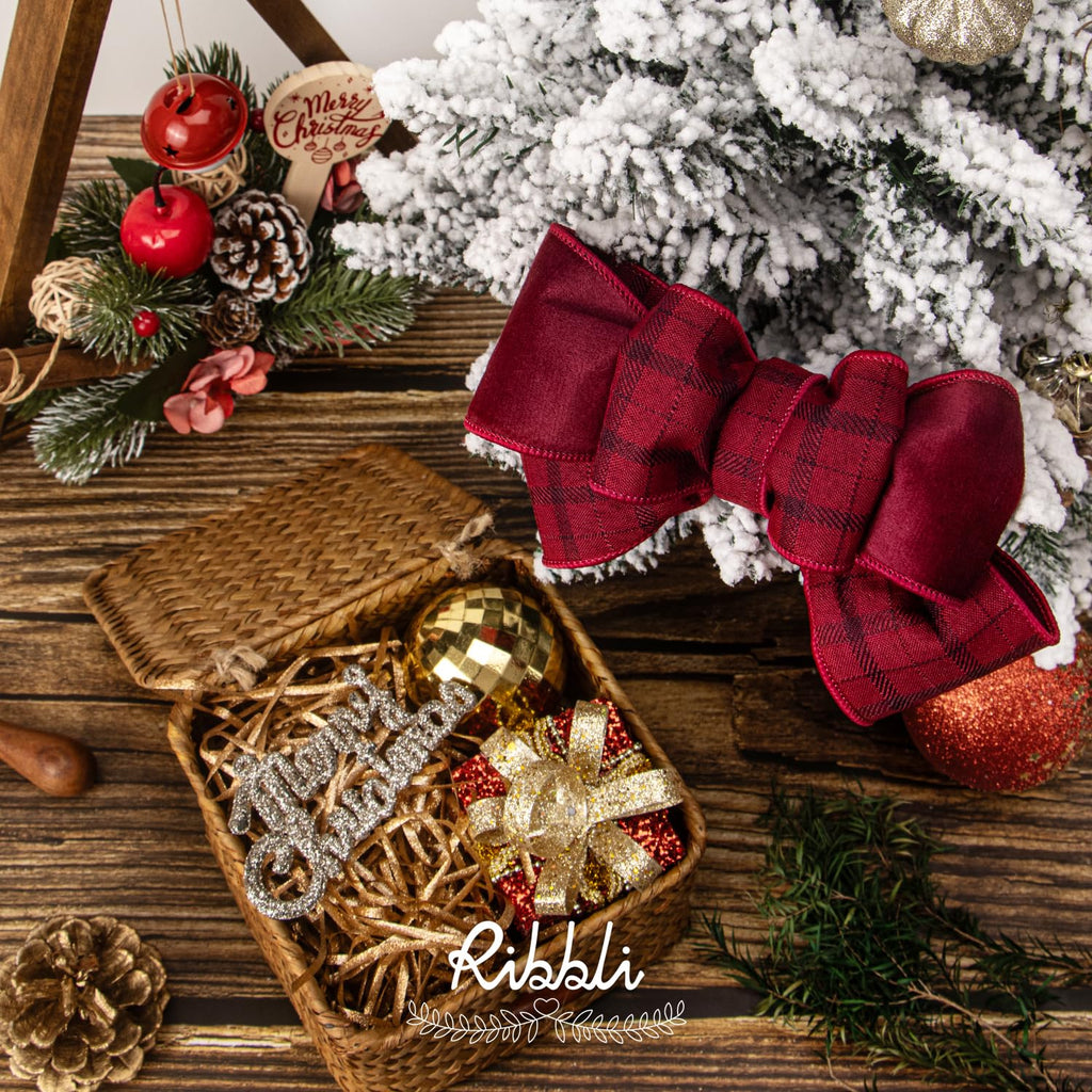 Dark Red Velvet Wired Ribbon