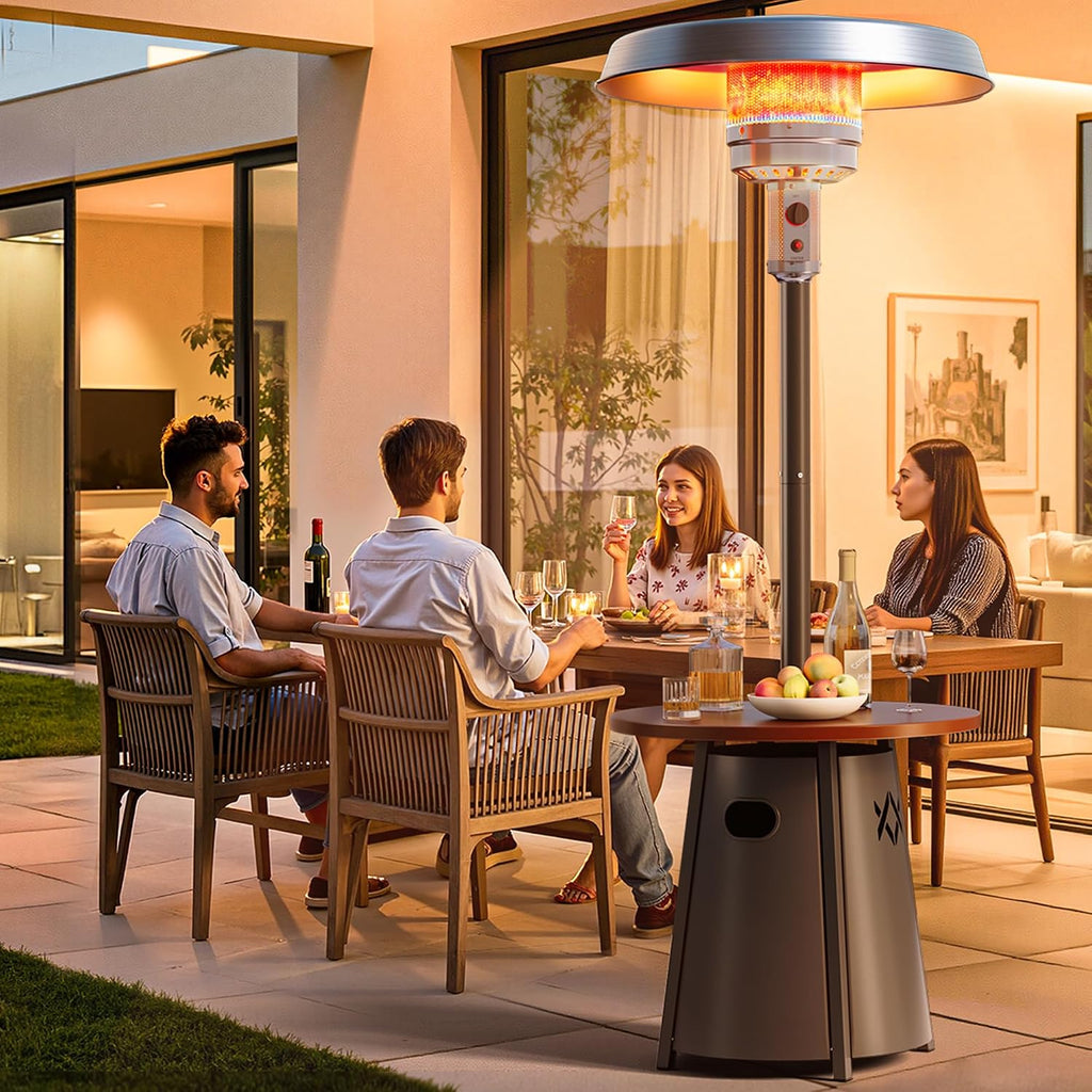Outdoor Heaters for Patio with Round Table Design, Premium 304 Stainless Steel Burner, Triple Protection System