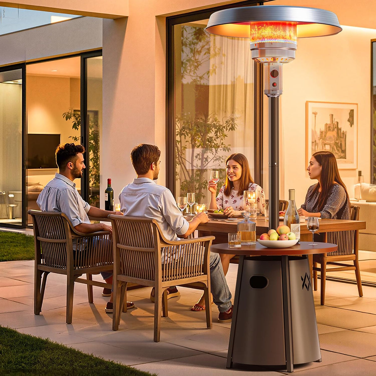 Outdoor Heaters for Patio with Round Table Design, Premium 304 Stainless Steel Burner, Triple Protection System