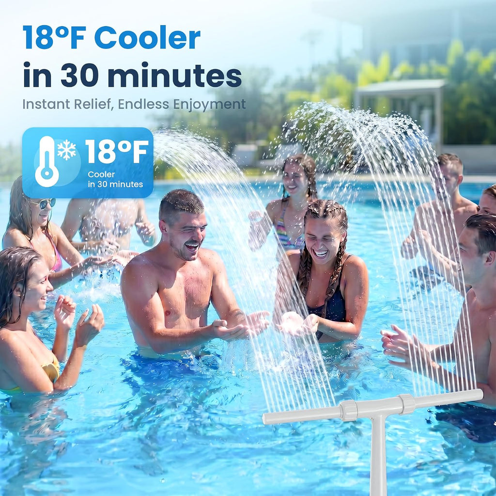 Pool Fountain for Above Ground & Inground Pools with Extension, Dual Spray Pool Waterfall Fountain, Adjustable Pool